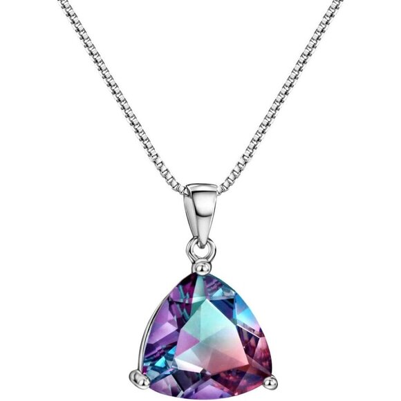 Vibrant Rainbow Mystic Topaz Pendant Necklace - Sterling Silver Gemstone Jewelry